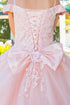 Girls Multi Color Bliss Mini Quince Off-Shoulder Tail Pageant Dress 2-16
